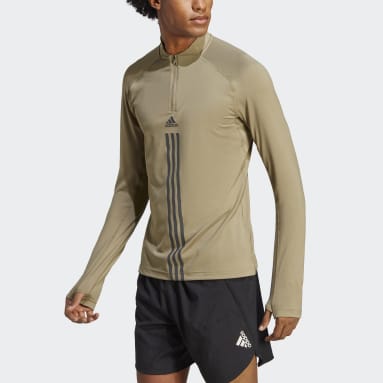 Camiseta manga larga AlphaStrength 1/4 Zip Verde Hombre Training