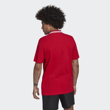 Men Football Red Arsenal 3-Stripes Polo Shirt