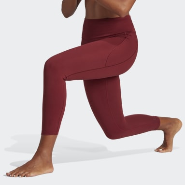 Ženy Tréning A Fitnes Burgundy Legíny adidas Yoga Studio 7/8