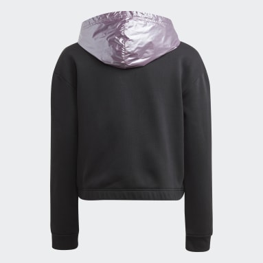 Veste à capuche ample et courte en molleton Winter Glam Noir Filles Sportswear