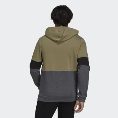Men Sport Inspired Green Essentials Fleece Colorblock Sweatshirt