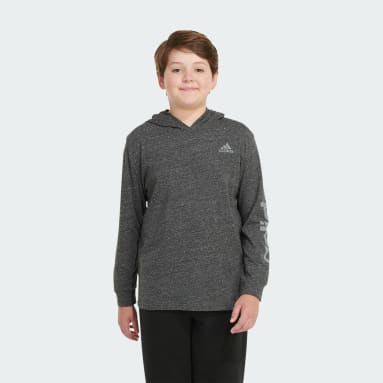 Youth Training Grey Long Sleeve Snow Heather Hooded Tee (Extended Size)