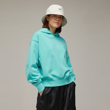 Women Y-3 Turquoise Y-3 French Terry Boxy Hoodie