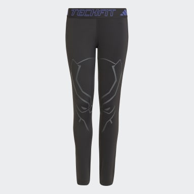 Youth Training Black Marvel Black Panther Techfit Long Tights