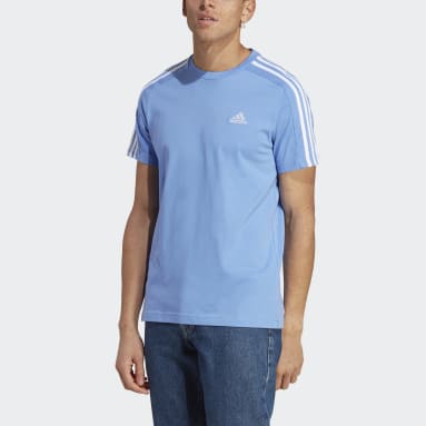 Remera Essentials 3 Tiras Tejido Jersey Azul Hombre Sportswear