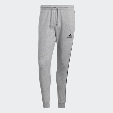 Essentials Fleece Fitted 3-Stripes Pants Szary