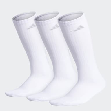 Women's Basketball White Cushioned Crew Socks 3 Pairs XL