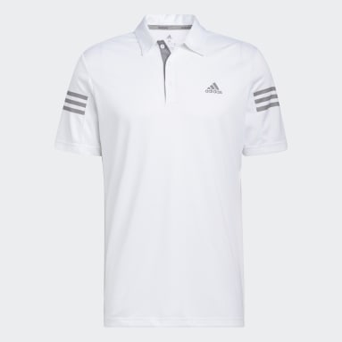 Men Golf White 3-Stripes Golf Polo Shirt