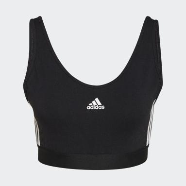 Top Curto com Almofadas Removíveis 3-Stripes Essentials Preto Mulher Sportswear