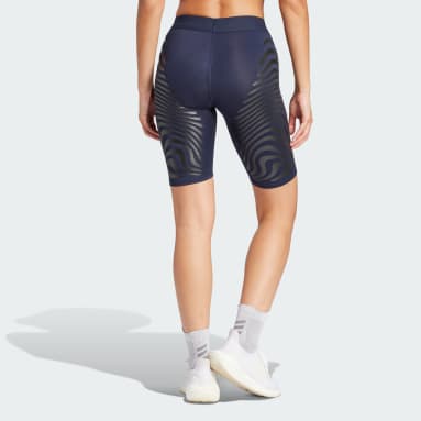 Calções Justos de Running Adizero Control Azul Mulher Running