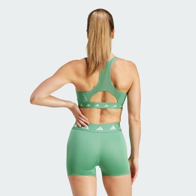 Sujetador Powerreact Training Medium-Support Techfit Verde Mujer Gimnasio Y Entrenamiento