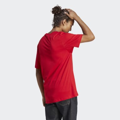 T-shirt en jersey à petit logo brodé Essentials Rouge Hommes Sportswear