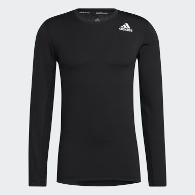 Men Training Black Techfit Fitted Long Sleeve Tee