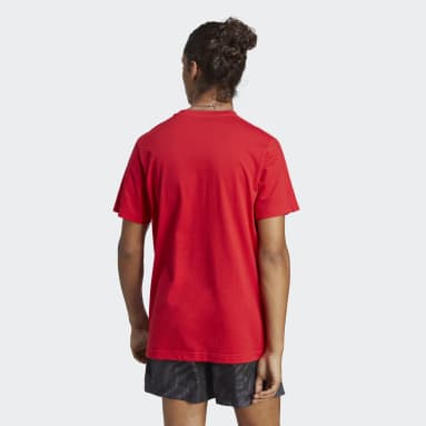 Männer Sportswear Essentials Single Jersey 3-Streifen T-Shirt Rot