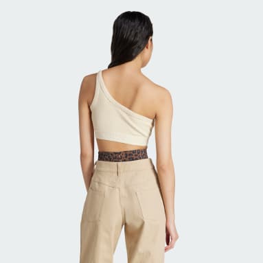 Top Acanalado Con Un Solo Hombro Blanco Mujer Originals