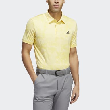 Men Golf Yellow Jacquard Golf Polo Shirt
