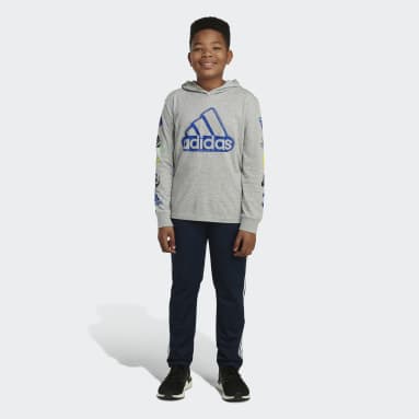 Youth Training Grey Sport Stamp Long Sleeve Hooded Tee