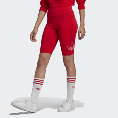 ผู้หญิง Originals สีแดง กางเกงเลกกิ้งปั่นจักรยาน
