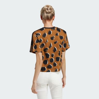 Frauen Sportswear Essentials 3-Streifen Single Jersey Crop-Top Braun