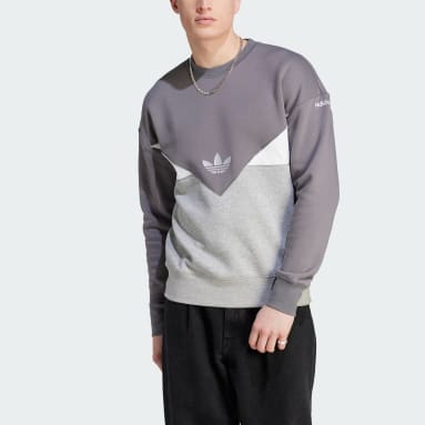 Men Originals Grey Adicolor Seasonal Reflective Crew Sweatshirt