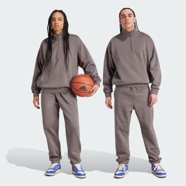 Basketbal bruin adidas Basketball Fleece Joggingbroek