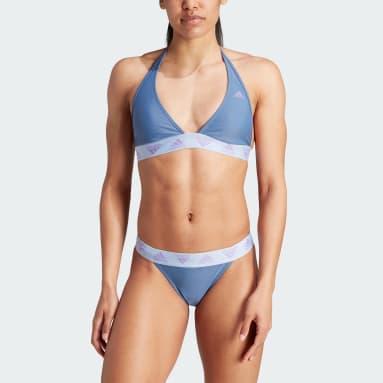 Women Sportswear Blue Neckholder Bikini