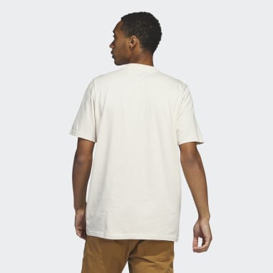 Men Sportswear Beige Two-Tone Stencil Short Sleeve Graphic Tee