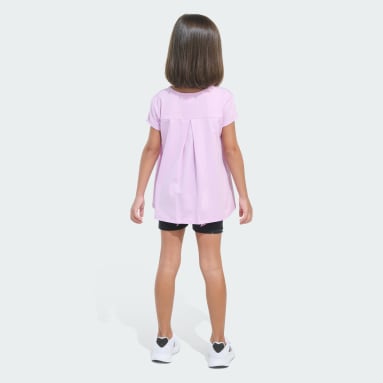 Two-Piece Back Pleat Tee and Bike Shorts Set