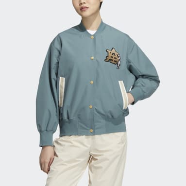 Women originals Green 모던 컬리지에이트 봄버 재킷