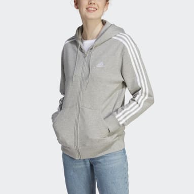 Kvinder Sportswear Grå Essentials 3-Stripes Isoli Regular Full-Zip hættetrøje