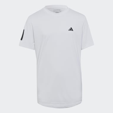 T-shirt 3 bandes Club Tennis blanc Adolescents 8-16 Years Tennis