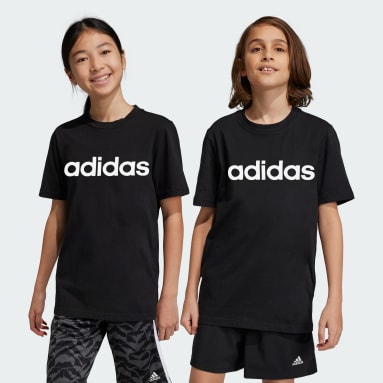 adidas T-shirt coton Essentials Linear Logo Noir Enfants Sportswear