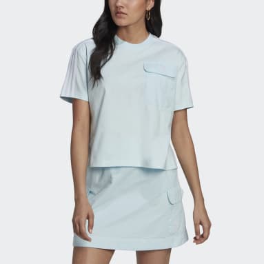 Camiseta Adicolor Classics Poplin Back Loose Azul Mujer Originals