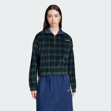 Corduroy Tartan 1/2 Zip Top