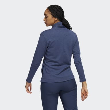 Women Golf Blue Mélange High Mock Pullover