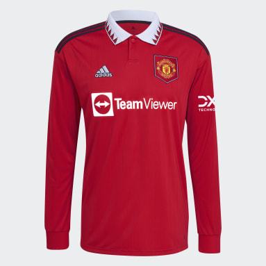 Men Football Red Manchester United 22/23 Long Sleeve Home Jersey
