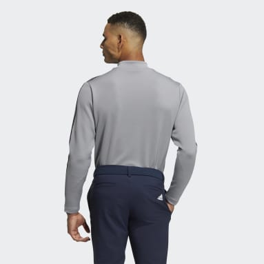 Men Golf Grey AEROREADY 3-Stripes Mock Neck Long Sleeve Shirt