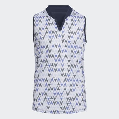 Girls Golf Blue HEAT.RDY Printed Sleeveless Polo Shirt