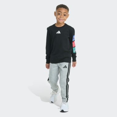 2-Piece Long Sleeve Graphic Cotton Tee & Heather Jogger Set