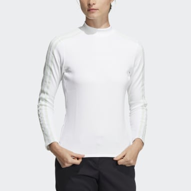 Women Golf White 에어로레디 3S 모크넥 긴팔 셔츠