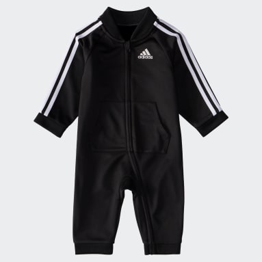 Infant & Toddler Training Black 3-Stripes Tricot Coveralls