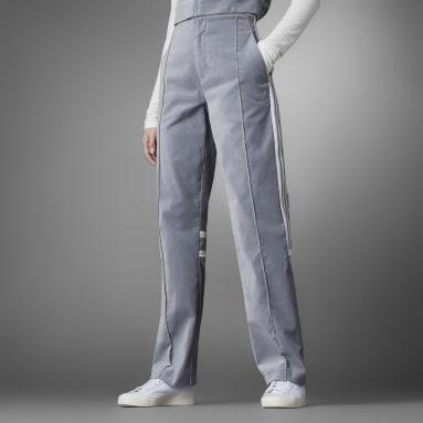 adidas High Waist Velour Pants - Grey, Women's Lifestyle