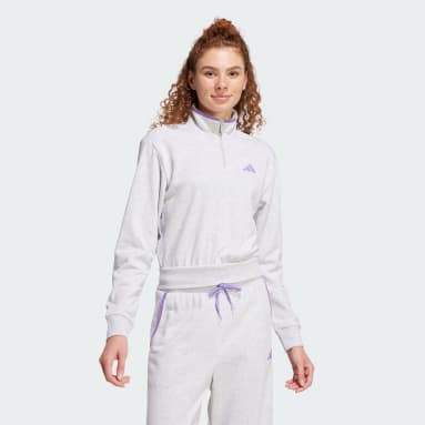 Essentials Color Pop French Terry Crop Quarter-Zip Track jakke
