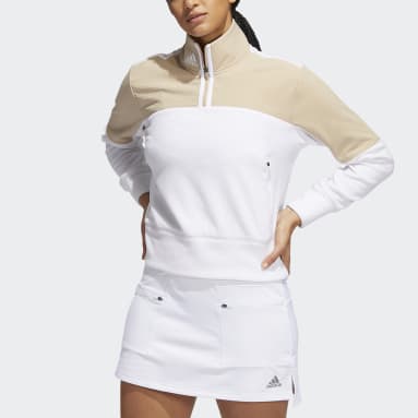 Women Golf White 쿼터집 플리스 재킷