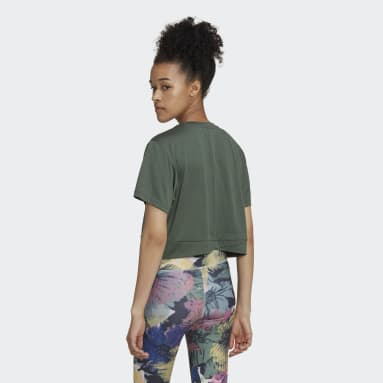 Camiseta Corta Holgada AEROREADY Studio Verde Mujer Training