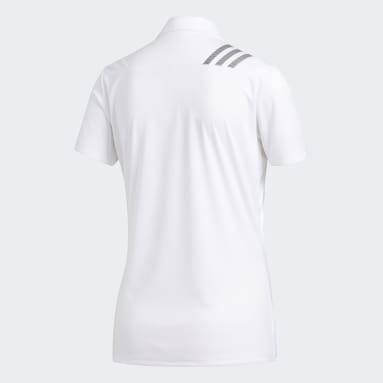 Women Golf White 3-Stripes Shoulder Sport Shirt