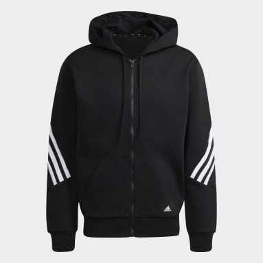 Polerón con Capucha adidas Sportswear Future Icons 3 Tiras Cierre Frontal Negro Hombre Sportswear