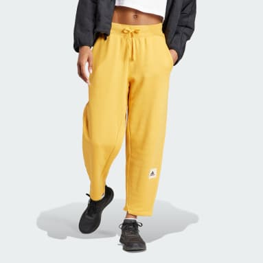 Women Sportswear Yellow Lounge French Terry Barrel-Leg Pants