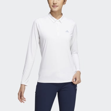 Women Golf White AEROREADY Lightweight Long Sleeve Polo Shirt