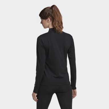 Haut d'entraînement à manches longues et zip 1/4 Techfit Noir Femmes Fitness Et Training